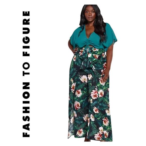 Fashion to Figure x Sarah Rae Vargas Printed Flowy Pant Size 2X - Picture 1 of 10